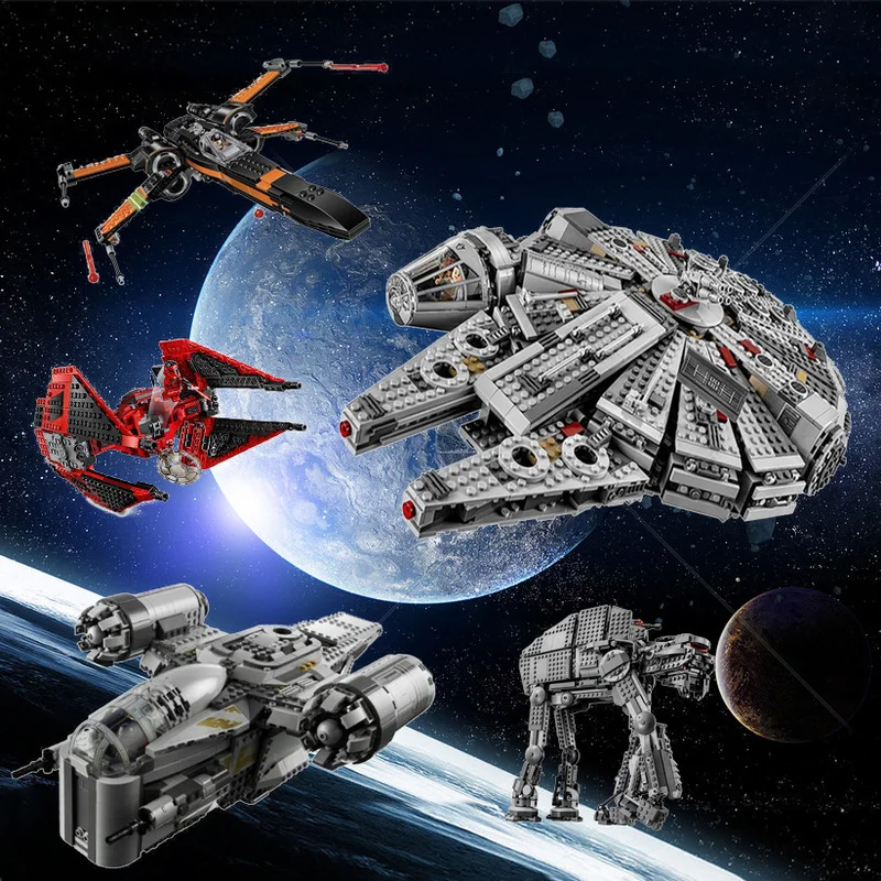 Звезды MOC Millennium Falcon Razor X-wing Tie Fighter космический корабль Crest Gunship Набор строительных