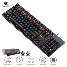 POWKIDDY Mechanical Keyboard 104 Key Mix Backlit Blue Black Switch USB Wired Keyboard Ergonomics For Gamer Desktop Laptop