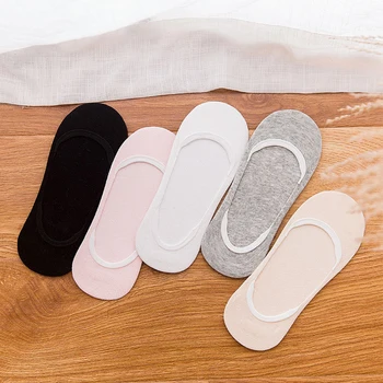 

5Pair Thin Sweat-absorbent Boat Socks Stretch Cotton Blend Super Shallow Mouth Invisible Socks High Heel Socks #730