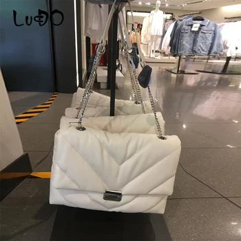 

Fashion Designer Chain Crossbody Bag for Women 2020 Solid Color PU Leather Lady Shoulder Messenger Bag Adies Purse and Handbag