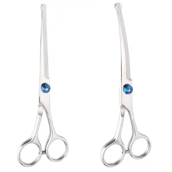 

2PCS 4.5 Inches Barber Scissors Hairdressing Trimmer Portable Hair Scissors Round Head Shears Sharp For Home Kids Pet Salon