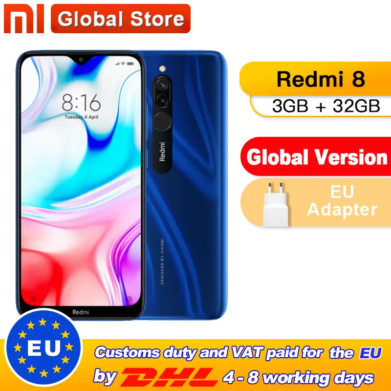 Глобальная версия смартфона Xiaomi Redmi 8, 3 ГБ 32 ГБ, Восьмиядерный процессор Snapdragon 439, двойная камера 12 МП, мобильный телефон, 5000 мАч|Смартфоны и мобильные телефоны| | АлиЭкспресс