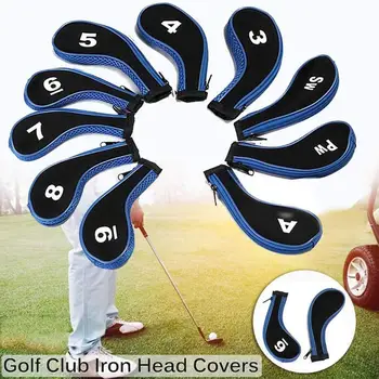 

12pcs/Set Of Golf Club Cover Zipper Type Golf Iron HeadCovers Set f Putter Bag Protector Protective Case Head Neoprene O9Q5