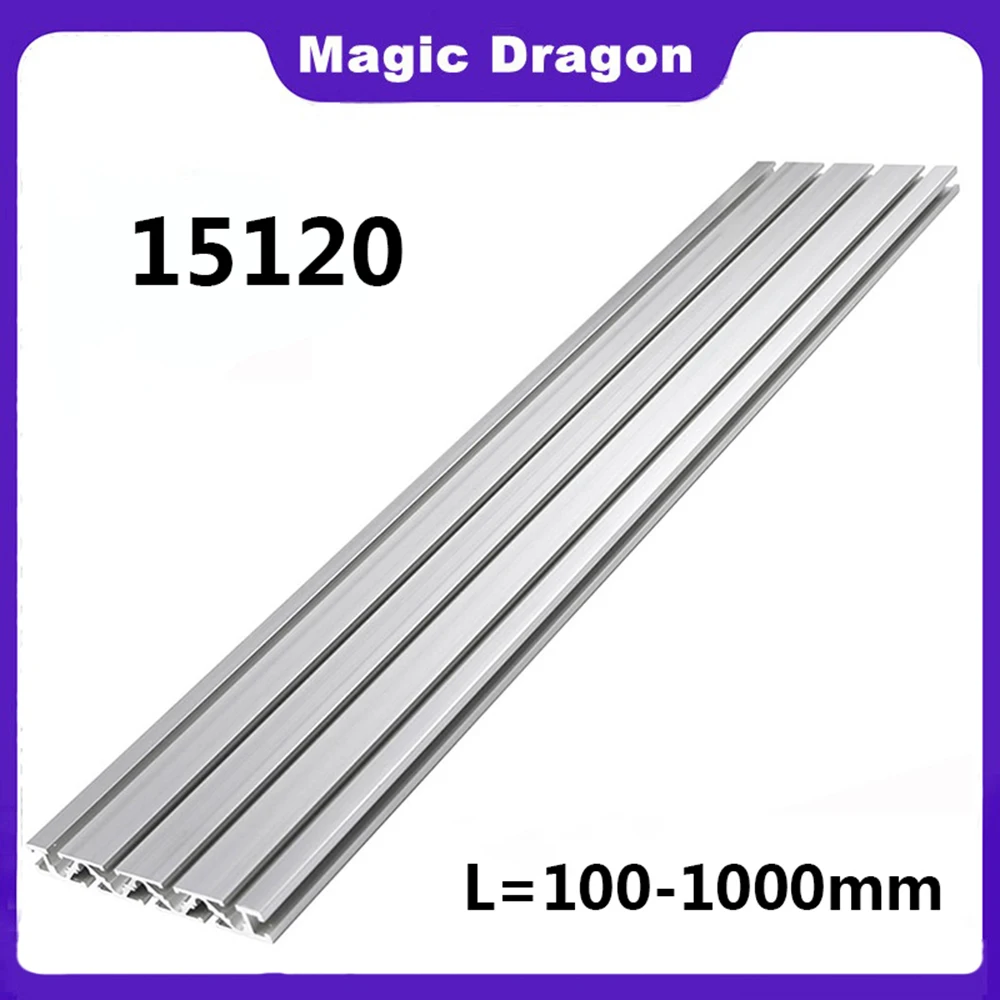 Perfil de Alumínio 15120 Extrusão 100 300 mm 500 mm 1000 mm Comprimento Anodizado Trilho Linear 15×120 mm para Peças Cnc Faça Você Mesmo Impressora 3d 15120