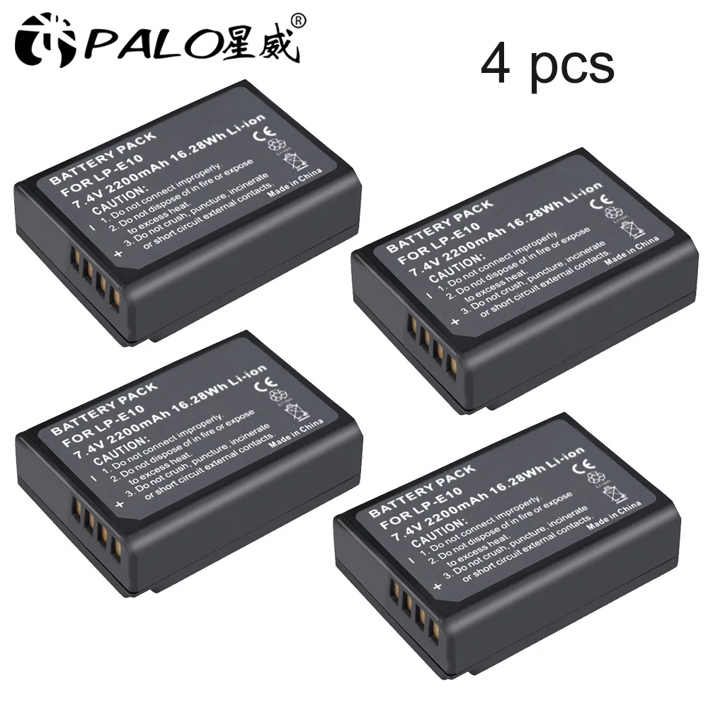 4pcs LPE10 LP-E10 LP E10 LPE10 Камера Батарейки+ ЖК-дисплей USB Dual Зарядное устройство для цифровой однообъективной зеркальной камеры Canon EOS 1100D 1200D 1300D поцелуй X50 X70 X80 Rebel T3 T5 T6 L10 - Цвет: 4pcs LPE10