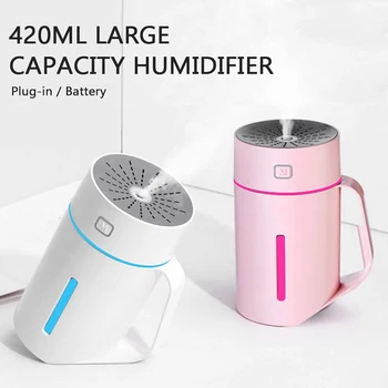 

420ml Air Humidifier Soft Light USB Essential Oil Diffuser Car Purifier Aroma Anion Mist Maker Nano Atomization For Home