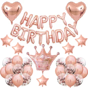 

Rose Gold Balloons Set Deco Birthday Girl Baloon Confetti Balls for A Year Birthday Party Decorations Kids Ballons Baby Shower