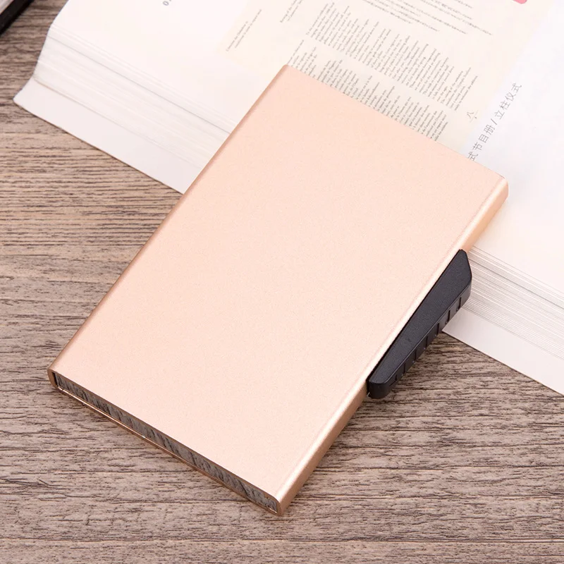 

Anti Aluminum Small Men's Wallet Men Rfid Aluminum Mini Purse Carteira Id Bank Card Case Protection Metal Credit Antitheft