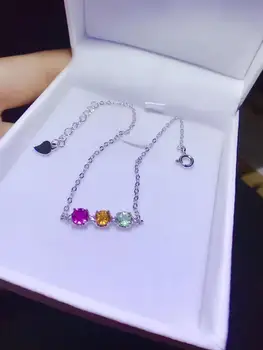 

The new natural tourmaline bracelet 925 silver candy color tourmaline bracelet is the first choice for ladies and friends, simpl