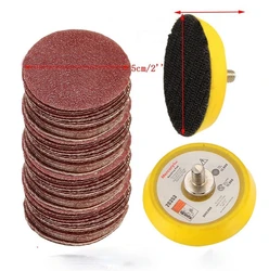 Papier de verre 50mm 2 pouces, 100 pièces, disques de ponçage, grain 60 2000, flocage, feuille polaire auto adhésive, papier de polissage 