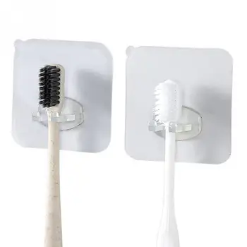 

4PCS Multifunctional Toothbrush Holder Organizer Transparent Wall Mounted Storage Hook Shaver Rack ABS Home Toilet Self-adhesive