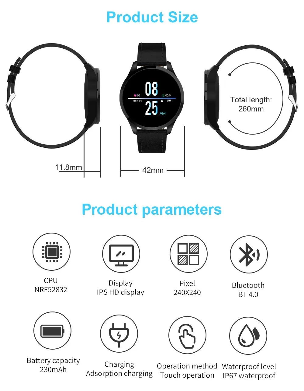 DIGOOR Q9 Smart watch relogio Health Fitness bracelet with pressure measurement pedometer heart rate watches for men reloj inteligente montre  (19)