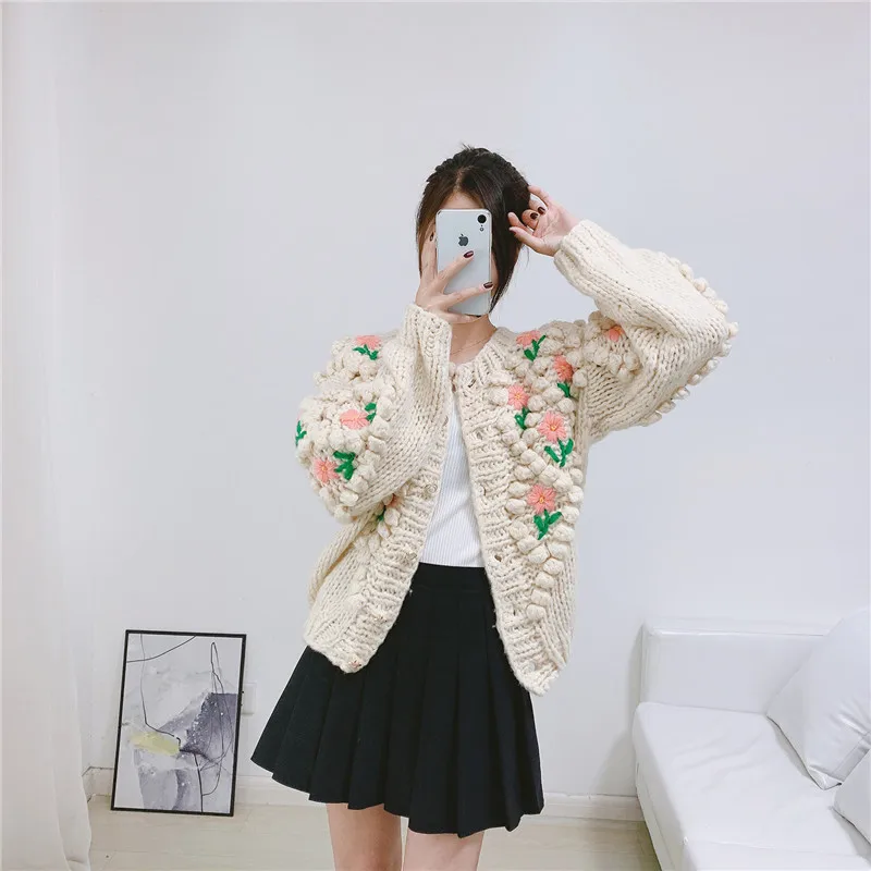 Luxury Runway Women Winter Handmade Sweater and