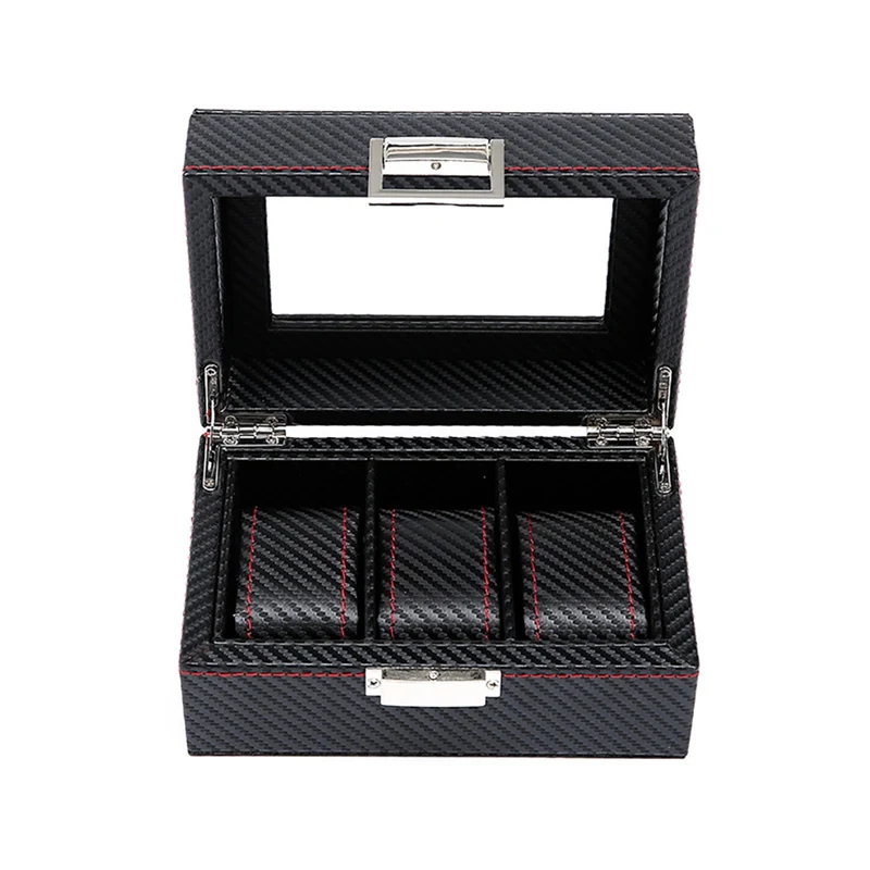 

Rectangle Paper Wood Carbon Fiber Watch Box Display Case Light Storage Non-slip Key Organizer Holder With Window Outdoor Tool