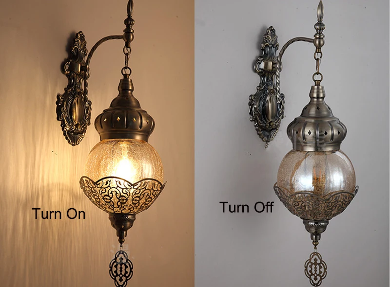 Turco arte decoração gelo-rachado lâmpada de parede