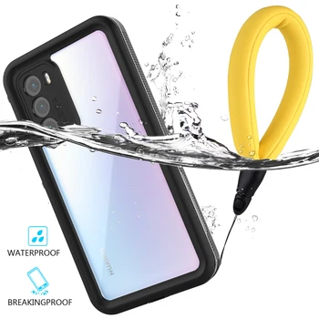 

Waterproof Case For Huawei P40 P40 Pro Transparent Clear TPU and PC Armor 360 Degree Duty Protective Cover with Buoyancy Lanyard