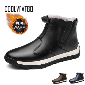 

COOLVFATBONew Fashion Men Winter Waterproof Shoes Solid Color Snow Boots Plush Inside Antiskid Bottom Keep Warm Ski Boots