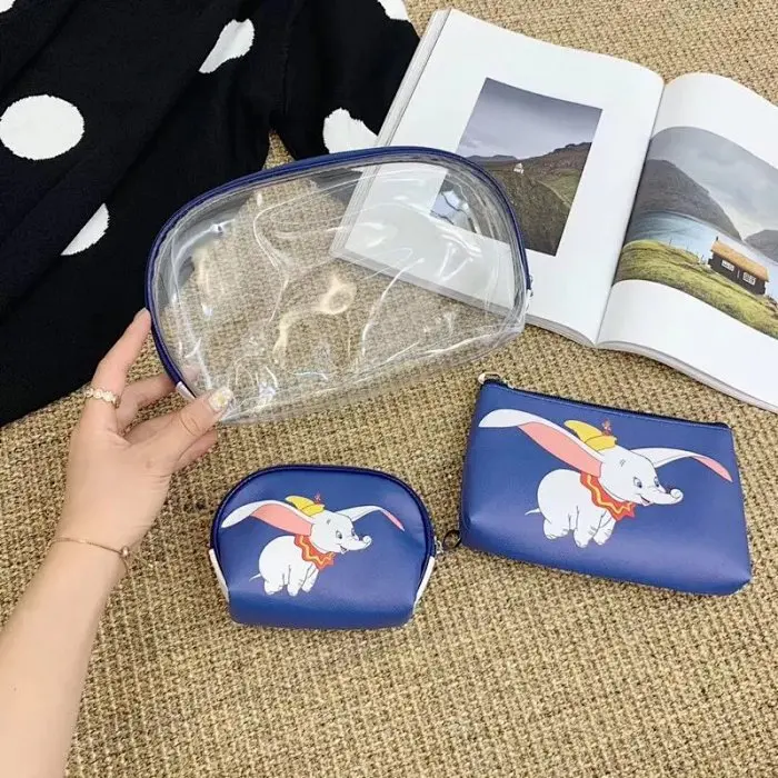 3 шт Дисней Dumbo косметички мать мешок большой емкости Сумочка, клатч портативный прозрачный ПВХ водонепроницаемый мешок для хранения - Цвет: Серый