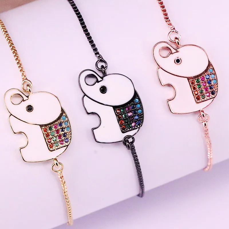 10 шт. Эмаль Слон разъем ювелирный браслет с подвесками-чармами CZ микро проложить для женщин девочек