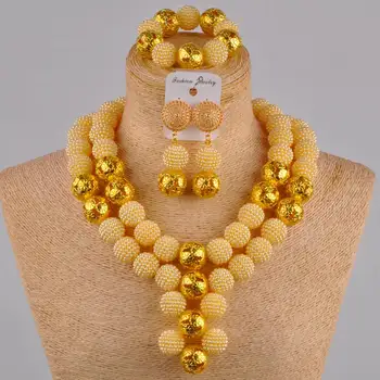 

gold african jewelry set necklace african set simulated pearl nigerian traditional wedding set ZZ07