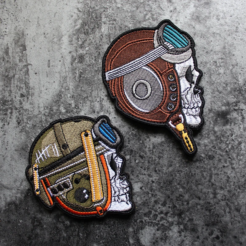 

Skull Spartan Head Camouflage Tank Flying Soldier Velcro Armband Embroidery Army Fan Iron-on Badge Outdoor Backpack Decoration