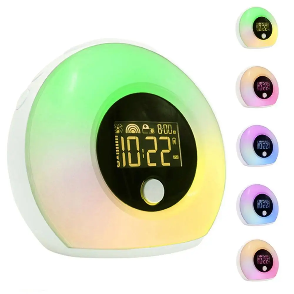 

Wireless LED Electronic Alarm Clock Simulated Sunrise And Sunset Nature Wake-Up Sleep Music Colorful Night Light