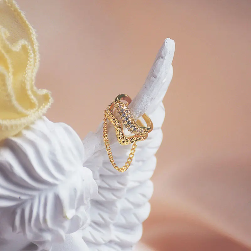 18k Real Gold Korean Luxury Earrings High Fashion U No Pierced Micro-Inlaid Zircon Simple Versatile Zircon Earrings Jewelry Gift