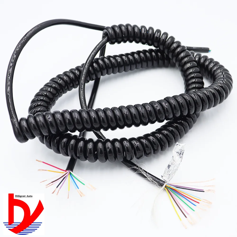 

12-core 24AWG spring wire and cable PU telescopic wire 12-core shielded spring wire Spiral telescopic cable Stretchable wire