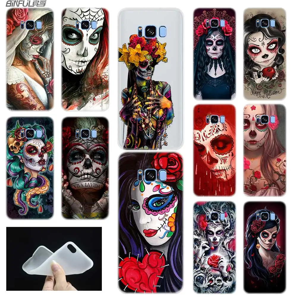 

Case For Samsung S5 S6 S7 Edge Plus S8 S9 S10 E Plus Case Cover Soft Silicone 3D TPU Note 8 9 10 Pro skull and catrinas