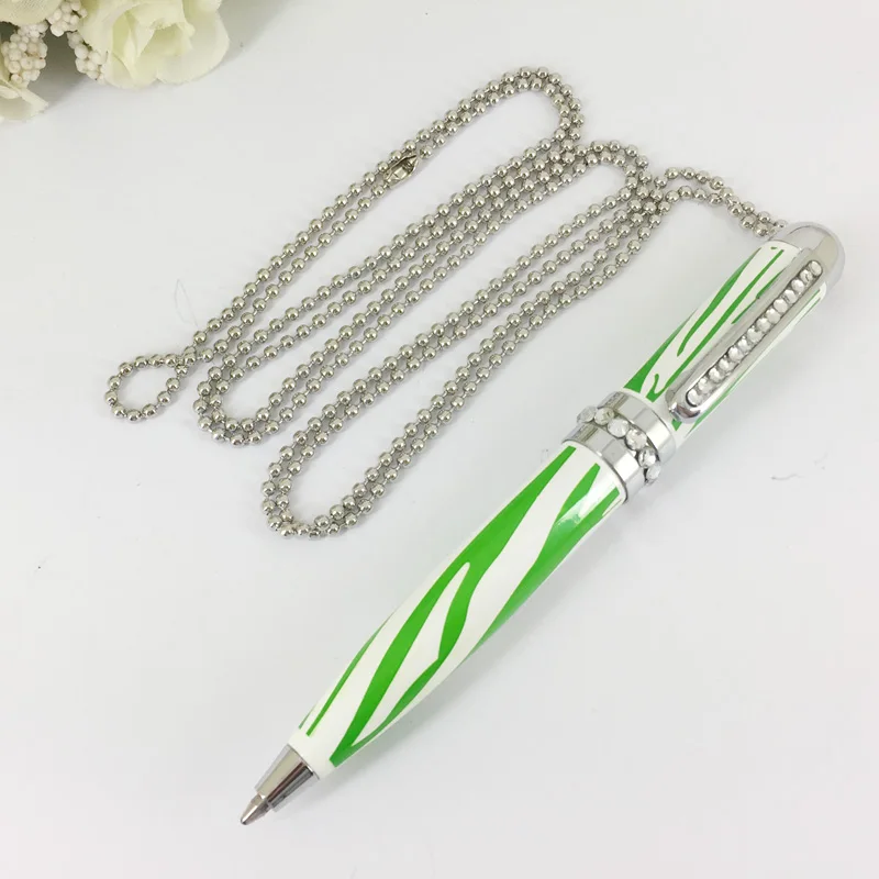 C White Green Zebra ACMECN шариковая ручка с рисунком зебры и шнуром, новейшая Алмазная ручка, многоцветная рекламная Подарочная шариковая ручка для ювелирных изделий и ожерелья - Цвет: C White Green Zebra