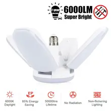 60 Вт вентилятор форма светодиодный E27 лампа светодиодный светильник супер яркость регулируемый угол потолочный светильник Гостиная Спальня гараж светильник