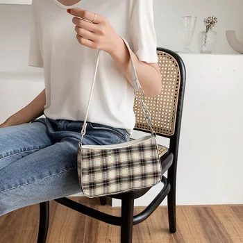 

Acrylic Vintage Retro Bags Ladies Designer Hand Bags French Plaid Handbags Elegant Woman Small Bolsa Feminina Shoulder Bags