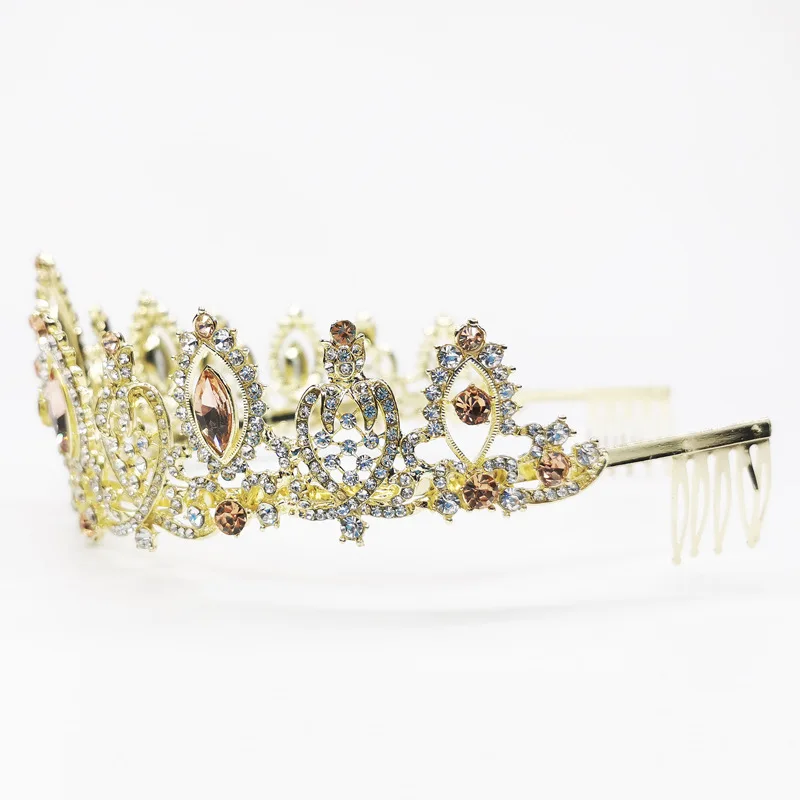 Yellow Crown Fragrant Cake Color Wedding Jewelry Bridal Crown Studio Bridal Headdress Jewelry Manufacturer