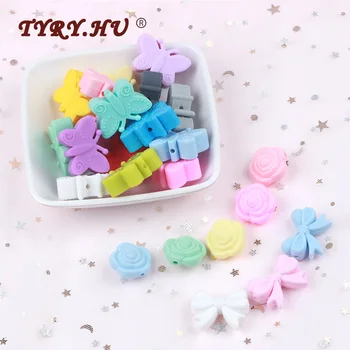 

10pc Silicone Beads Crown rose Bow Baby Teething FOOD GRADE Silicone Rodent Toy Nurse Gift Accessories BPA Free silicone beads