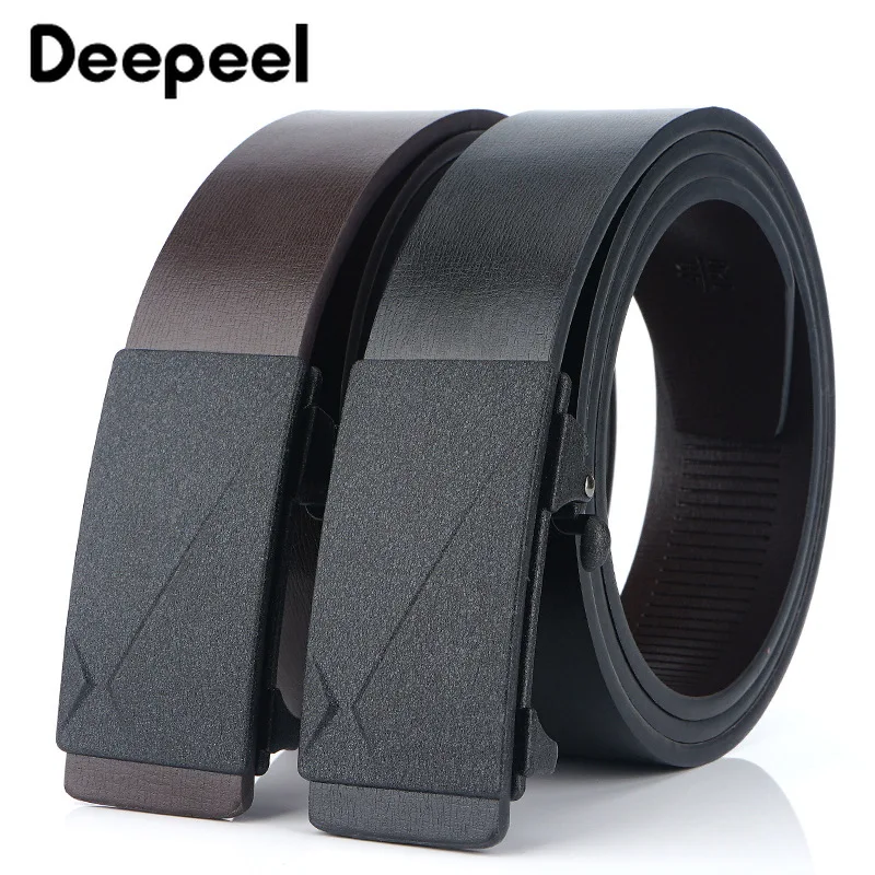 

Deepeel 3.2cm*110-130cm Toothless Men's Belt Second layer cowhide Automatic Buckle Belts Pure Leather Gifts for Men YB249