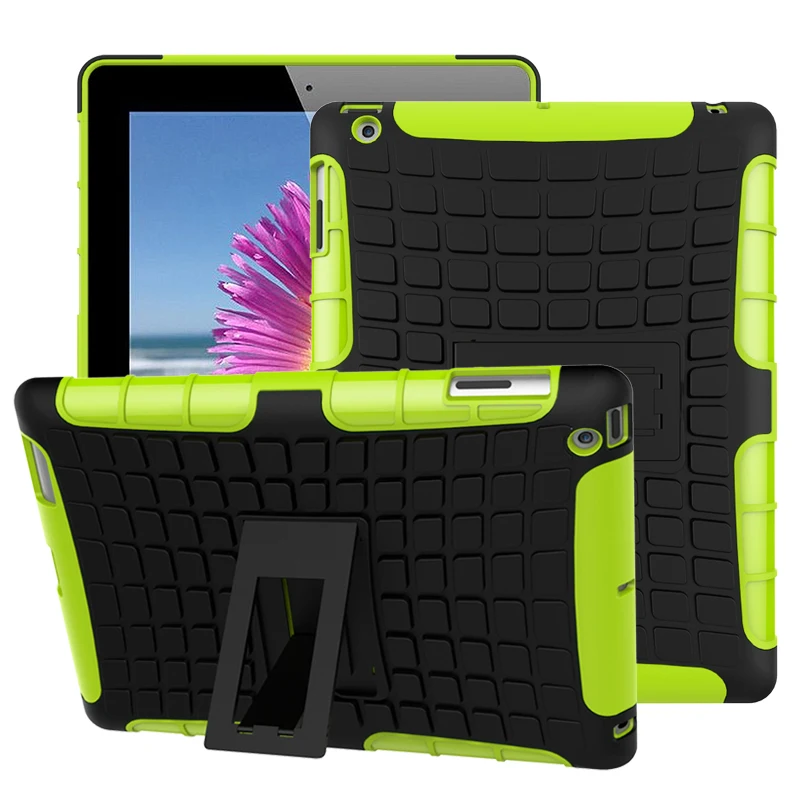 Планшетный чехол противоударный чехол для Apple iPad 2/3/4 Экстрим военный Heavy Duty подставки чехол для Apple iPad 4 A1458 A1459 A1460 чехол из силикона - Color: for iPad 2 3 4 green