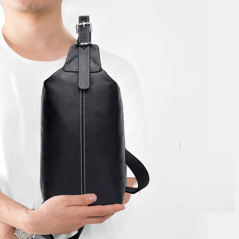 GO-LUCK многофункциональная Повседневная нагрудная сумка из натуральной кожи, мужская сумка через плечо, мужские сумки-мессенджеры, мужская сумка