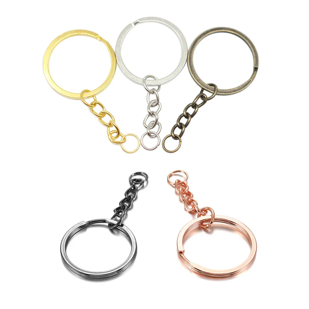 20 pcs/lot Key Ring Key Chain 6 Colors Plated 50mm Long Round Split  Keychain Keyrings Wholesale