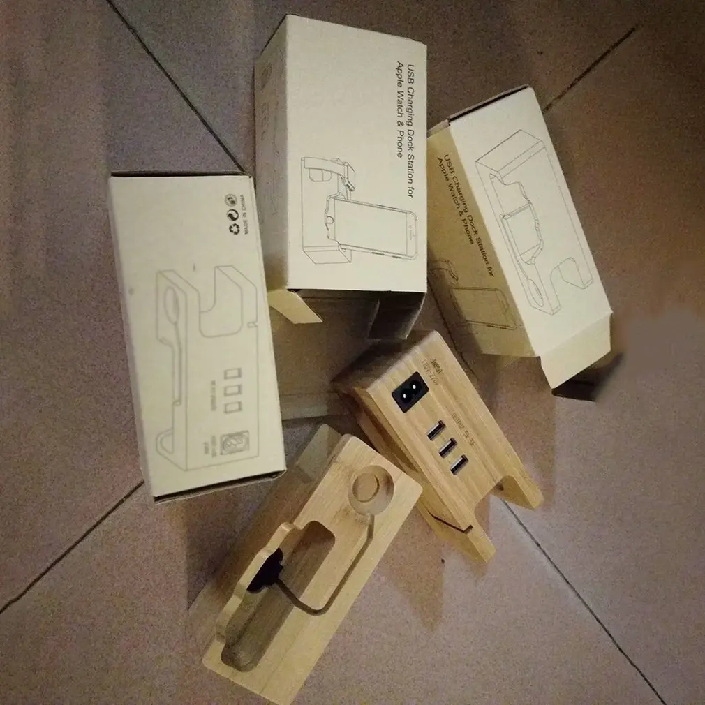 Многофункциональный 3 usb порта планшетный ПК мобильный телефон зарядка дисплей натуральный бамбук подставка Зарядка Поддержка 5 В/3 А