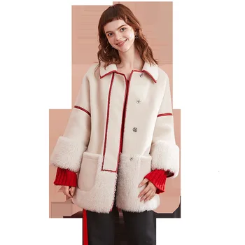 

YOLANFAIRY Genuine Fur Coat Women Autumn Winter Warm Thick Sheep Shearing Jackets 2020 Lamb Fur Parkas Mujer V18F26029-1 MF576