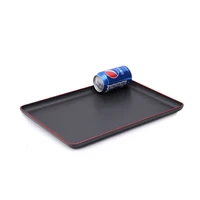 Japanese Tray Sushi Plate Melamine Imitation Porcelain Dinner Plate Rectangular Black Red Edge Hotel Guest Room Storage Tray 1