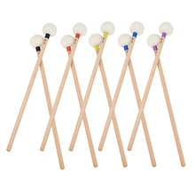 

1 Pair Felt Drumsticks Felt Head Wood Handle Anti-slip Bass Drum Sticks Essential Parts Of Percussion
