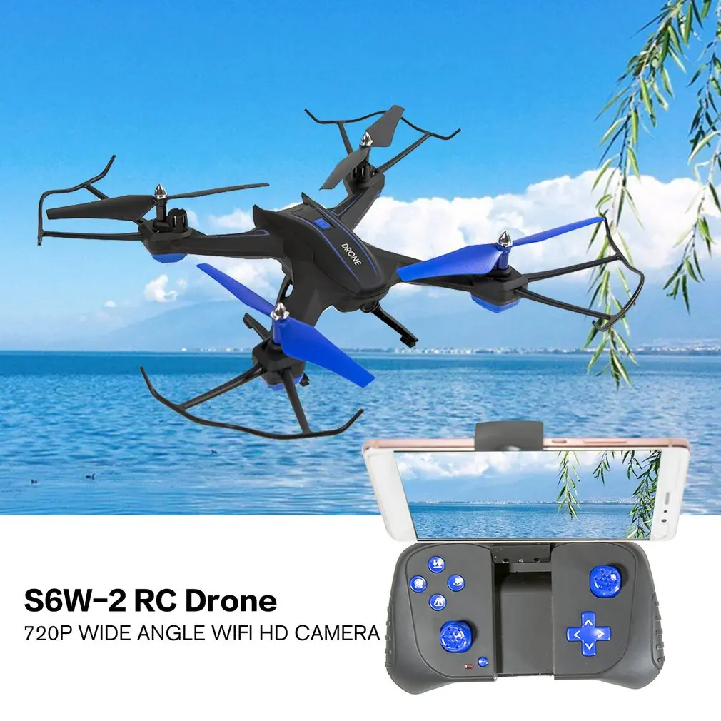 S6W-2 Smart RC Drone Aircraft with Wifi FPV 2MP HD Wide Range Camera Altitude Hold 3D Flips Headless Mode