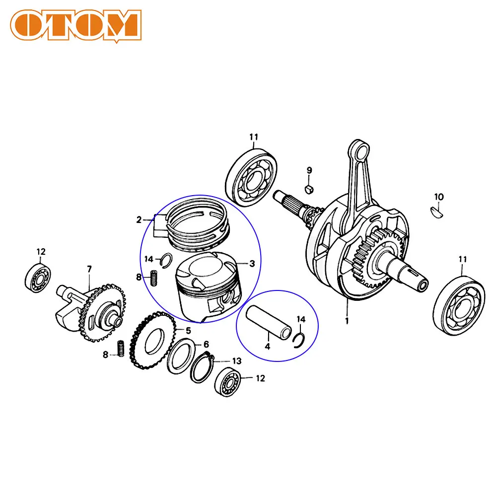 OTOM Поршень двигателя мотоцикла кольцо Pin Клип комплект для HONDA AX 1 NX250 NX 250 ATV Dirt Bike Go