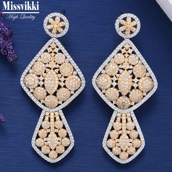 

missvikki Noble Trendy Luxury Charm Shiny Earrings for Women Bridal Wedding Party Daily AAA CZ Jewelry High Quality Dubai Style