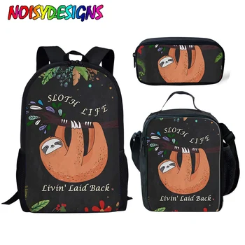 

NOISYDESIGNS Kids School Bags Cute Sloth Printing Schoolbag Children 3pcs/set Primary School Backpack Girls School Book Bags