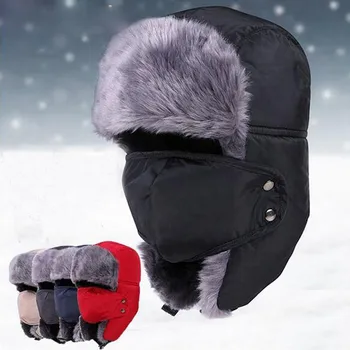 

Winter Plus Velvet Warm Hat Unisex Hiking Caps Trapper Windproof Warm Aviator Winter Ski Hat With Mask Caps