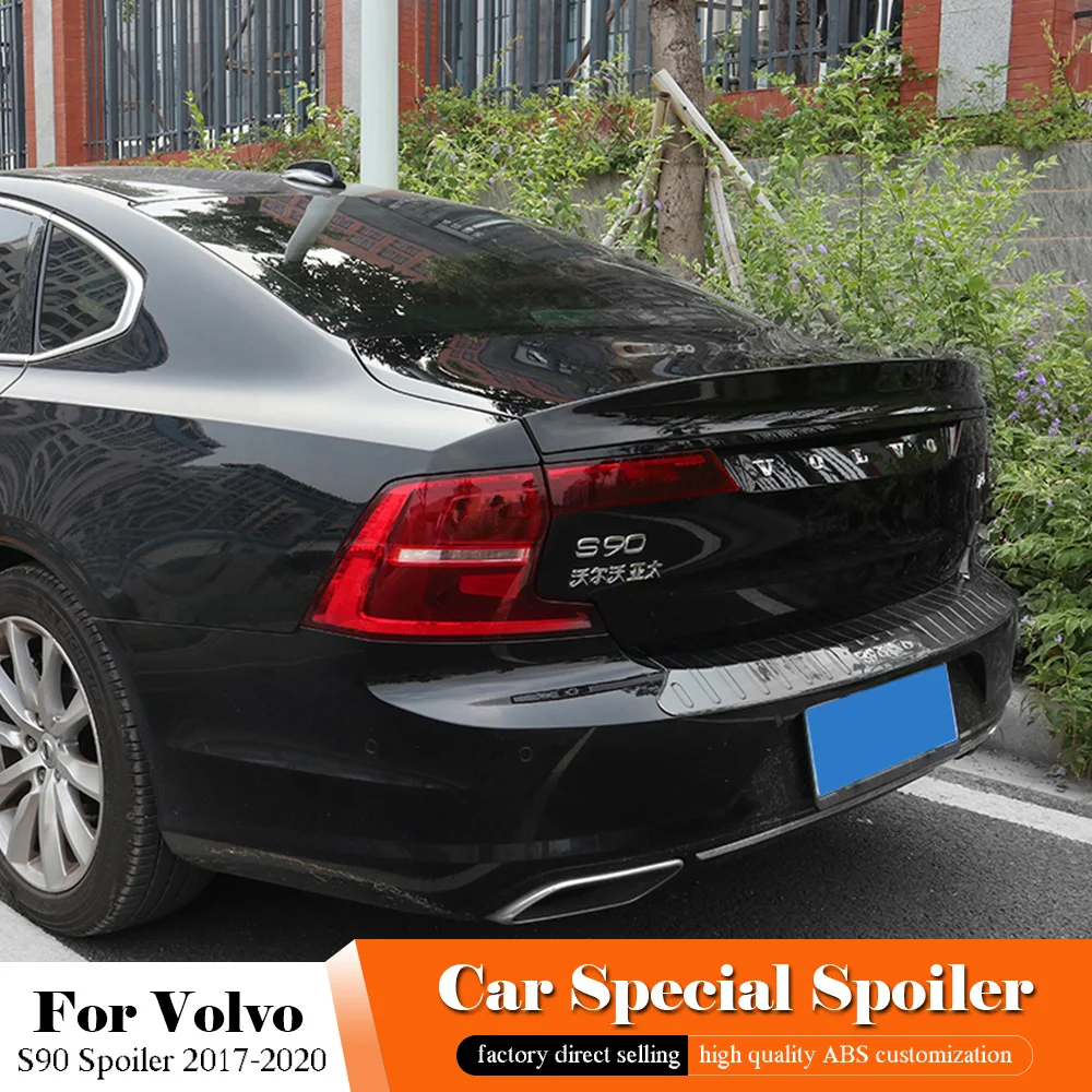 

For Volvo S90 Black Spoiler 2017 2018 2019 2020 ABS Plastic Unpainted Primer Color Rear Trunk Boot Wing Lip Spoiler Car Styling