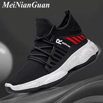 

Spring Man Sneakers for Men Running Shoes Sports Mesh Breathable Flats Men's Sport Shoes Lace Up Male Sports Shoes Pop Black B4