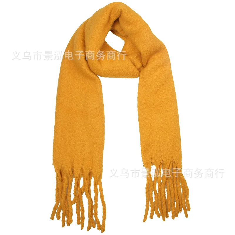 

Monochrome Bristle Faux Cashmere Thick Scarf Scarf Europe And America Winter Style around Long Scarf